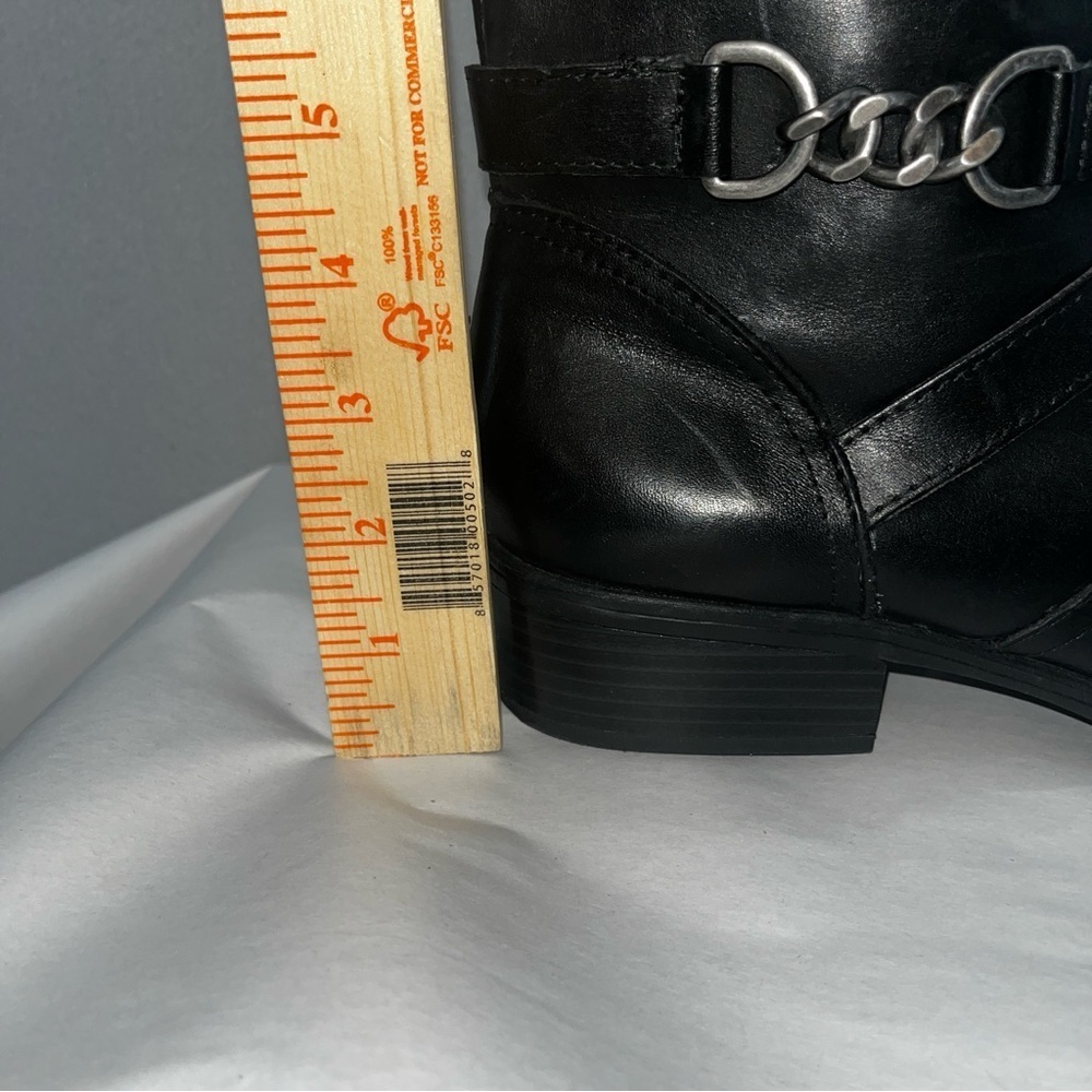 Lauren Ralph Lauren Menna Riding boot Black Leather horsebit chain detail - Picture 11 of 12